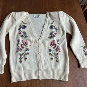 Susan Bristol 1989 Hand Embroidered Cardigan